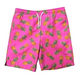 INGEAR Boys Swim Trunks - UPF 50+, Quick Dry Boys Bathing Suit, Beach Shorts, Swimsuit and Swimwear Trunks - Sizes 2T-14 (Pink Pineapple, 8/10)