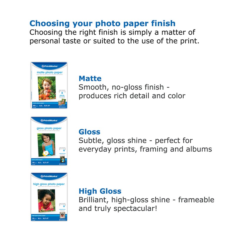 PrintWorks Gloss Photo Paper, For Use with Inkjet Printers, Heavyweight
