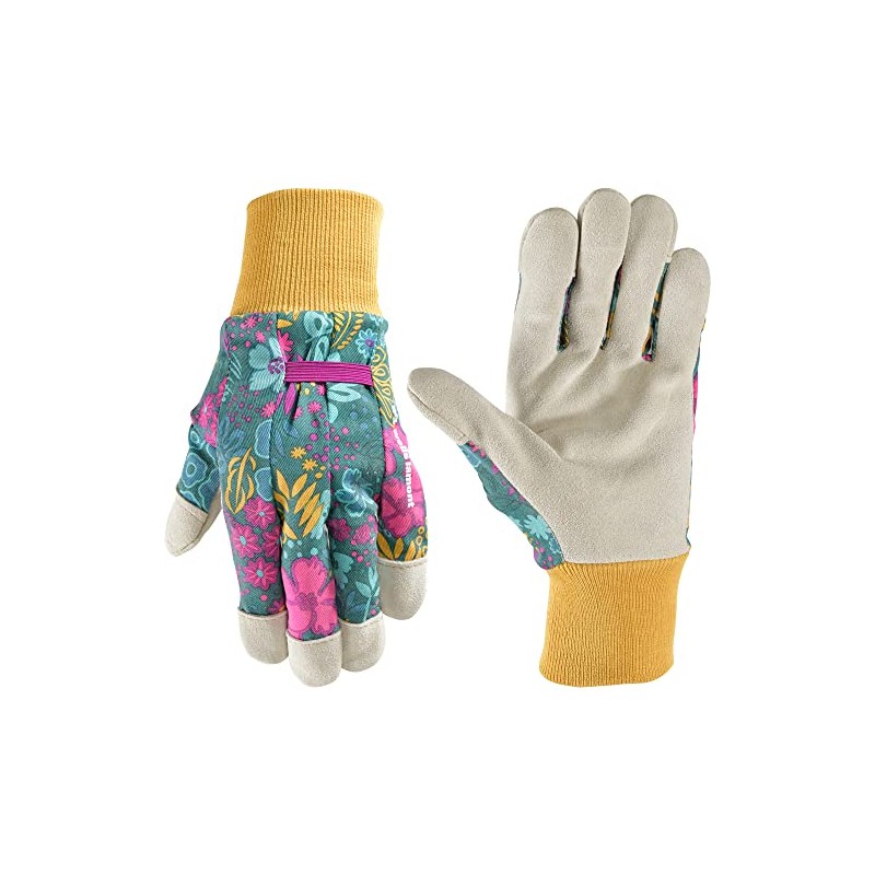 Wells Lamont Women's Botanical Print Leather Palm Work and Gardening