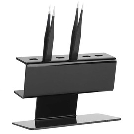 Tweezers Stand Holder, Tweezers Organizer Storage Rack Acrylic Plastic Holder for Tweezers Scraper Shears Tools Ideal Make Up Accessories Tweezer Holder (Black)