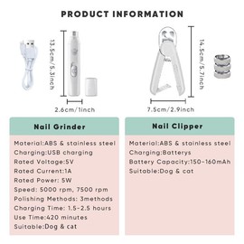 Summer Pet Nail Trimmer Set, 1 Set Pet Nail Trimmer, Usb Rechargeable Pet Nail Care Tools, Pet Nail Care Tool for Dogs & Cats, Cat Grooming Tool, Dog Grooming Tools