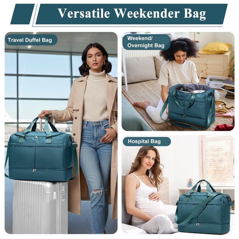 Weekender Bags for Women, Large Travel Duffle Bag with Shoe