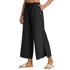 Willit Women's Wide Leg Pants UPF 50+ Swim Beach Pants Lightweight Travel Pants Quick Dry Sun Protective Black L