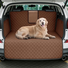 Lekereise SUV Cargo Liner for Dogs - Waterproof Pet Trunk Cargo Cover Mat for SUVs Sedans Non-Slip Pet Car Seat Protector Universal Fit SUVs Sedans Trunks Vans - Brown