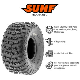 SunF 22x10-8 22x10x8 Knobby ATV UTV Tire 6 PR Tubeless - A030