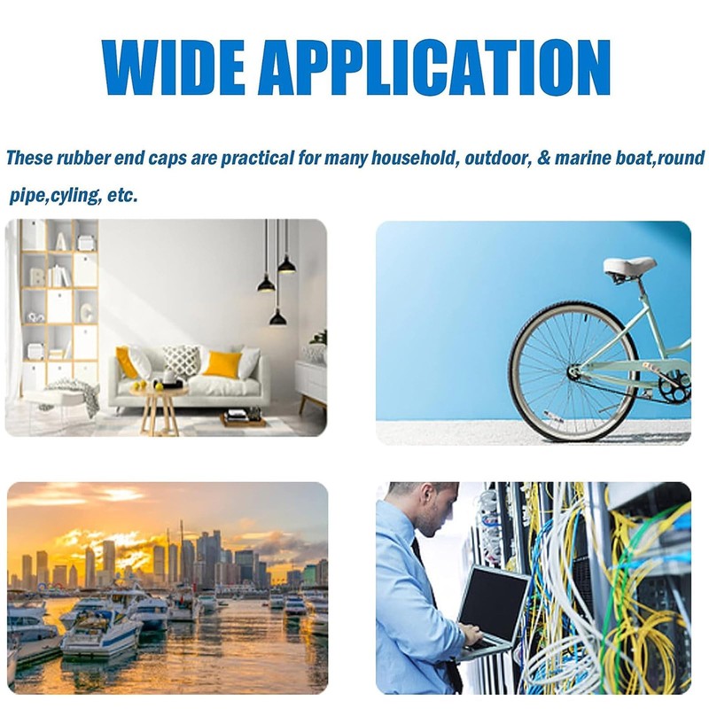 TA-VIGOR 50Pcs Rubber End Caps, 8mm ID Round Flexible Screw