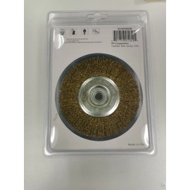 Robtec 5 in. x 1/2 in. Arbor Crimped Brass Coated Steel Wire Wheel Brush