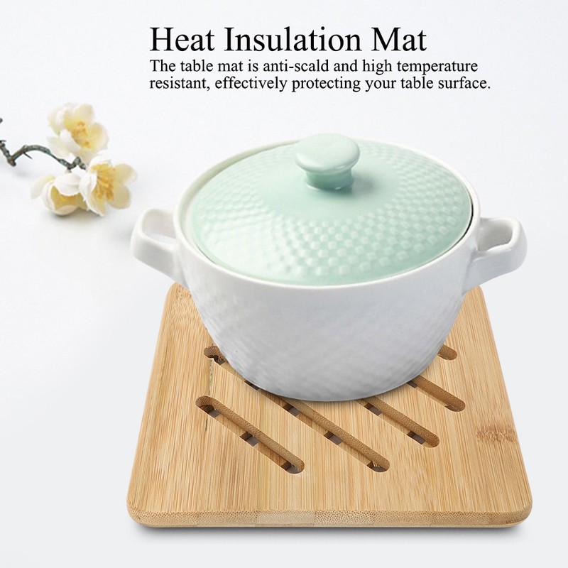 4Pcs Bamboo Table Mat Anti-Scald Non-Slip Bowl Cup Heat Insulation