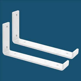 MLOQI Pack of 2 Shelf Brackets, Shelf Brackets, Heavy Duty Metal Shelf Brackets, Heavy Duty Angle Wall Brackets, 0.5 cm Thick Shelf Brackets, Load Capacity 50 kg (White, 30 cm)