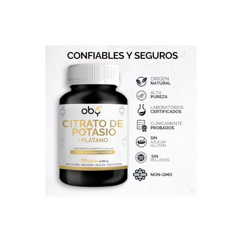 OBY Citrato de Potasio 1000 mg | Potasio enriquecido con