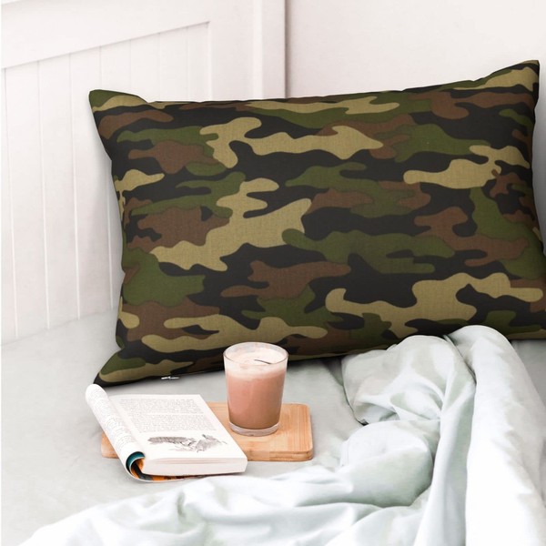 CHNOBET Pillow Cover Zipper, Army Camouflage Pillow Case 20inX30in, Soft and Cozy, Wrinkle, Pillow Cases Standard Size 1 Pack