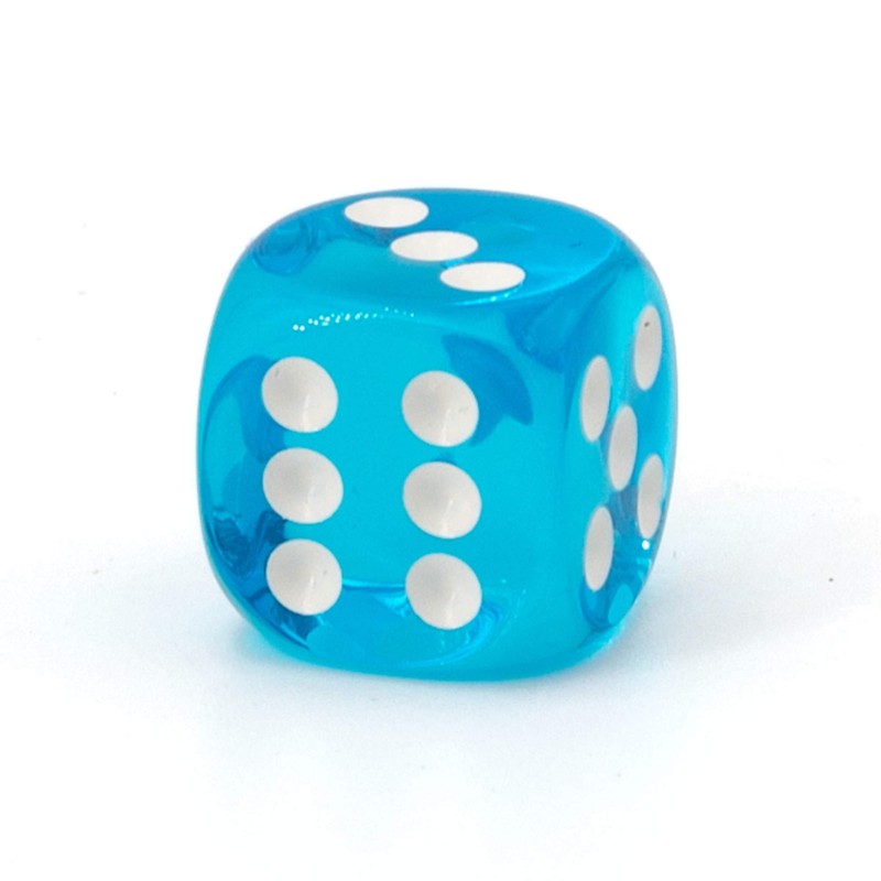 WeLoveDice 16 mm W6 Cube Turquoise Blue Transparent/White Made in