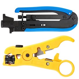 Coaxial Compression Tool Kit - RG6 RG59 RG11 75-5 75-7 Coaxial Cable Crimper & UTP/STP Cable Stripper for F Compression Connector