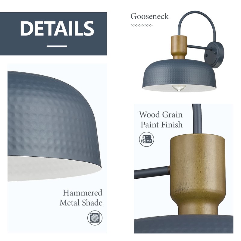 Darkaway Modern Barn Light Fixtures Wall Lamps Sconces with Hammered