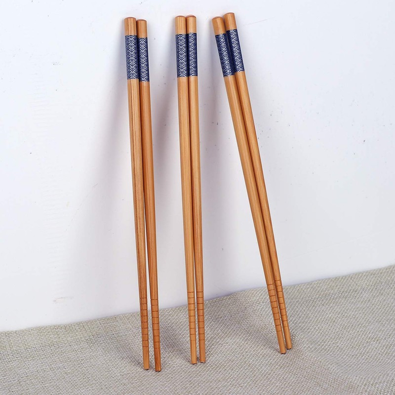 Antner 10 Pairs Bamboo Chopsticks Reusable Japanese Style Chopstick Gift