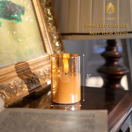 AFINETH Glass Flameless Votive Candles, 2" x 3" Battery Operated Candles with Remote, Real Wax Flickering flameless Candles, 6 Pack Realistic LED Candles Fake Candles for Home Wedding Party, Glod