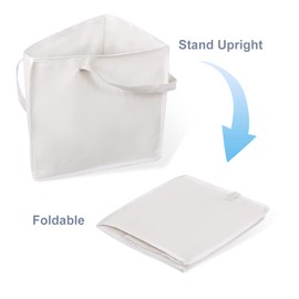 PuGez Foldable Triangle Hanger Bag with Handles, Space Saving Organisers Tidy Storage in Closets, 18" x 13" x 13.2", White, Cotton, Linen