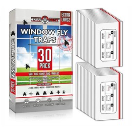 Window Fly Traps Indoor Clear (30 Pack) - Fly Window Traps for Indoors Sticky, Indoor Fly Trap Non-Toxic Fly Strips for Windows - Fly Sticky Traps Indoor Fly Paper Indoor Bug Sticky Traps (8.25" x 5")