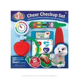 Elf Pets Cheer Check Up Set – 4 pc. Vet Kit for Kids – Pretend Play Doctor Set with Chart, Thermometer, Brush and Cuff – Care for Elf Pets Plush, Pals of The Elf on the Shelf - Brand Scout Elf