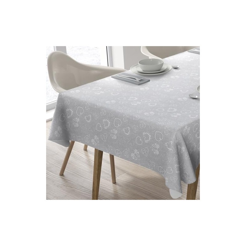 Oilcloth Tablecloth Washable Rectangular 140 x 180 cm Light Grey
