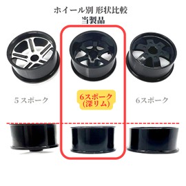 TAGATORON (Tagatoron) Medium Diameter Low Height 6-Spoke Aluminum Wheel Deep Rim Diameter 20mm with Bushings Included 4-Piece Set (1. Black)