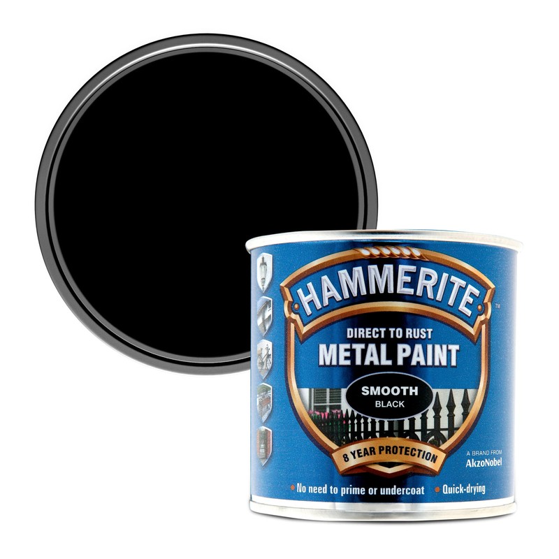 Hammerite 5084863 Direct to Rust Metal Paint - Smooth Black
