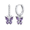 Birthstone Butterfly Hoop Earrings - 925 Sterling Silver February Birthstone