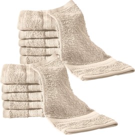 REDBEST Chicago Flannel Pack of 12 - Absorbent, Durable, Ideal for Travel, Sports - Beige Size 30 x 30 cm (Other Colours)