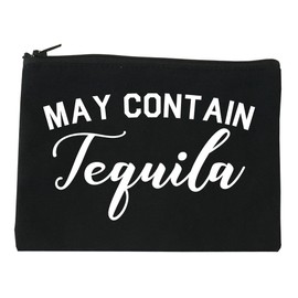 FASHIONISGREAT May Contain Tequila Mexico Vacation Cosmetic Makeup Bag Black Large