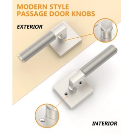 Asidrama 1 Pack Brushed Nickel Passage Door Handles, Door Lever with Door Knobs Indoor for Bedroom or Bathroom, Heavy Duty Door Handles Interior with Locks for Left Right Sided Doors