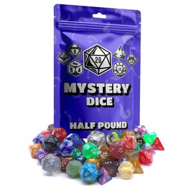 Half-Pound Mystery Dice Bag – Full Polyhedral Sets & Unique Secret Styles - Rainbow Transparent, Starry, Pearlescent, & Jade Textured Dice for RPG Gamers & Collectors