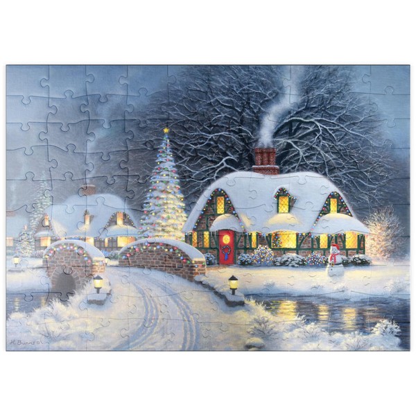 MyPuzzle Verschneites Weihnachtsdorf mit Hütten - Premium 100 Teile Puzzle