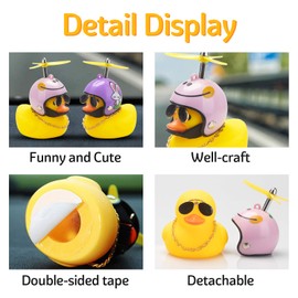 wonuu Rubber Duck Car Ornaments Yellow Duck Car Dashboard Decorations Cool Glasses Duck with Propeller Helmet (Pink Smile-Yellow)
