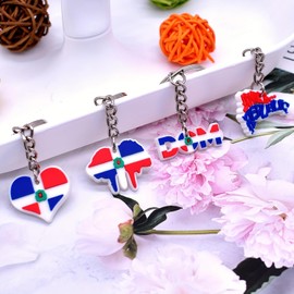 Juego de 9 llaveros de República Dominicana, 9 diseños diferentes inspirados en banderas para llaves, bolsos, mochilas, regalos de fiesta y regalos