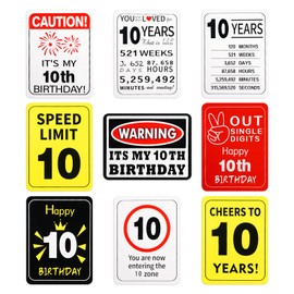 10th Birthday Decorations - 9 PCS Happy 10th Birthday Decorations for Boys Girls Out Single Digits 10 Birthday Party Decor for Him Her 10 Years Old Photo Props Bruh I'm 10 You Are 10 Party Signs Decor on Wall Door Garden Yard