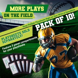 Football Play Wristbands - Adult Quarterback Gear - Wristband Playbook - Softball Wristbands for Signs - Soccer, Baseball & Catchers Wristband - QB Play Card Wrist Band Training Equipment
