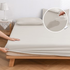 Fitted Sheet Waterproof Single Waterproof Sheet Waterproof Bed Cover Waterproof Bed Sheet Bedwetting Sheet Fully Waterproof Side Waterproof for Baby Baby Elderly Beige 100X200cm