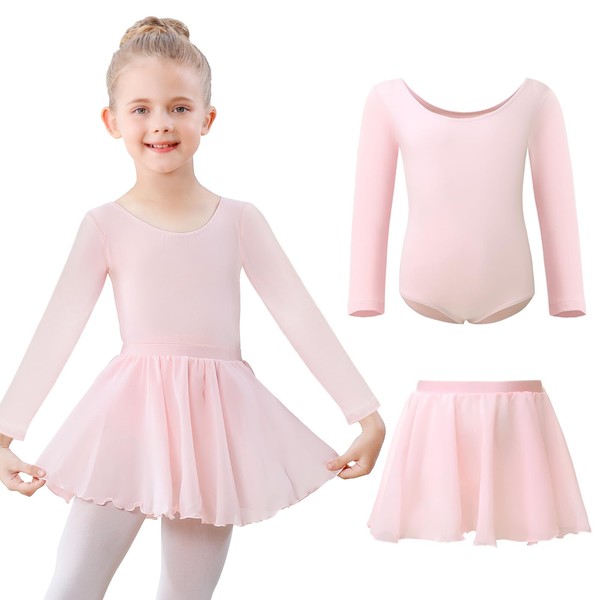 Kefiyis Ballet Leotard for Girls Long Sleeve Ballet Dress Cotton