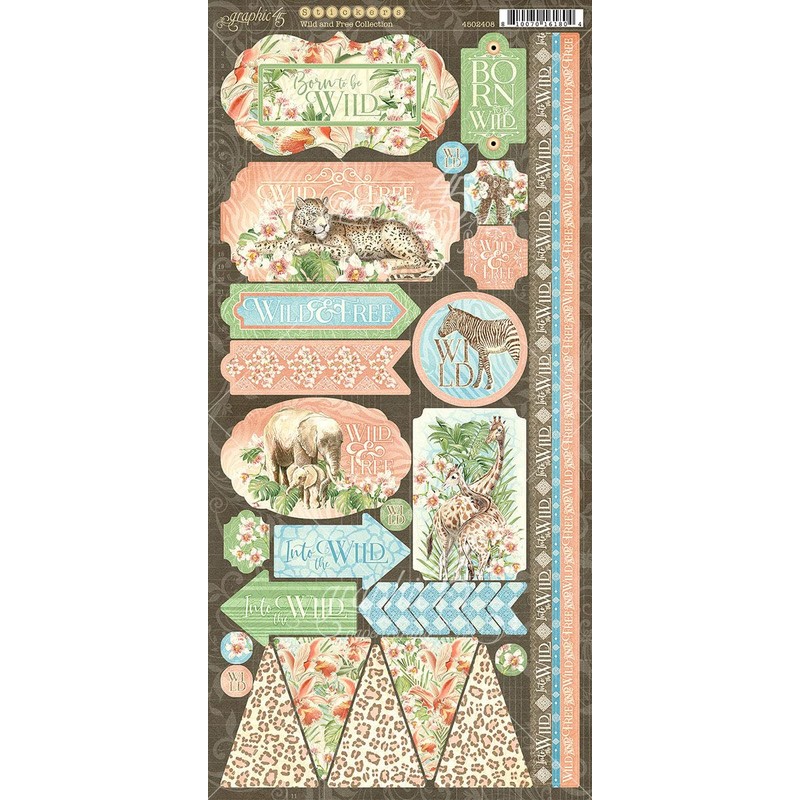 GRAPHIC 45 Wild & Free Stickers 12X12, Blue