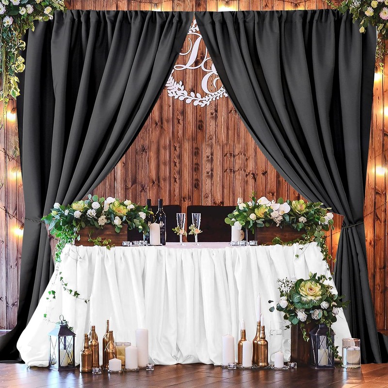 Joydeco Black Backdrop Curtains for Parties, 10x10 Wrinkle Free Black
