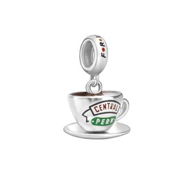 Beads R Us ® - TV Program Friend's 'Central Perk' Dangle Charm in Sterling Silver S925 and Enamel, Compatible with European style Charm Bracelets, Anklets and Necklaces.