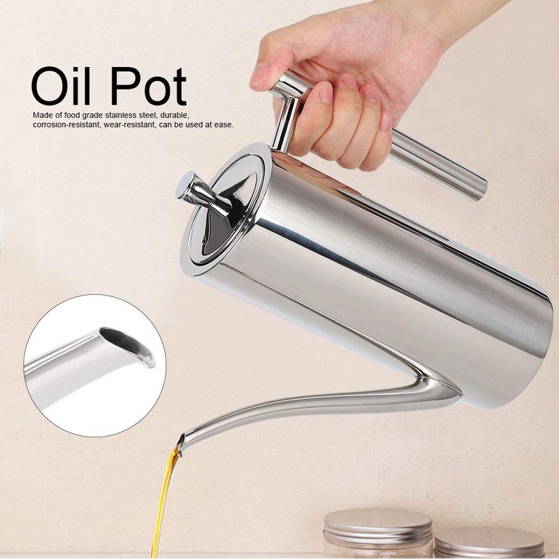 Natudeco Oil Pot Kitchen Oil Bottle Stainless Steel Dustproof Leak-proof