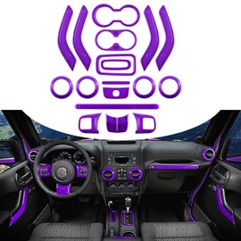 Opall 18 PCS Full Set Interior Decoration Trim Kit,Interior Door Handle Cover Trim,Copilot Handle Cover Trim,Air Conditioning Vent Cover Trim, for Jeep Wrangler JK JKU 2011-2018 4-Door (Purple)