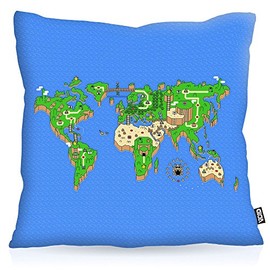 VOID Mario Wold Map cushion with pattern cushion cover outdoor indoor video game console. Kissen Größe:60 x 60 cm
