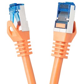 BIGtec 5m CAT.7 Patchkabel Netzwerkkabel Gigabit Patch DSL LAN Ethernet Kabel orange Kupferkabel doppelt geschirmt (RJ45 Stecker Cat-7 S/FTP PIMF)