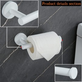 SEABEFORE White Toilet Roll Holder Bathroom Toilet Paper Holder Wall-Mounted TP Toilet Tissue Holder