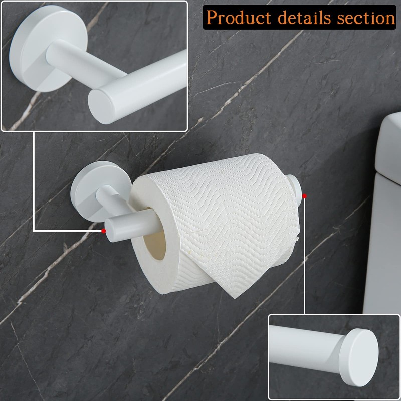 SEABEFORE White Toilet Roll Holder Bathroom Toilet Paper Holder Wall-Mounted