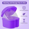 Denture Soaking Cup Dental Retainer Case Cleaning with Strainer Basket,