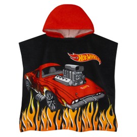 Hot Wheels Badeponcho Kinder, Monster Truck Badeponcho Jungen, Poncho Kinder und Handtuch Kinder Kapuze, Einheitsgröße, Schwarz