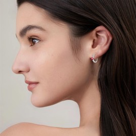 Inpasne Celtic Knot Hoop Earrings 925 Sterling Silver Infinity Huggie Earrings July Birthstone Ruby Earrings Irish Jewelry Gifts for Women